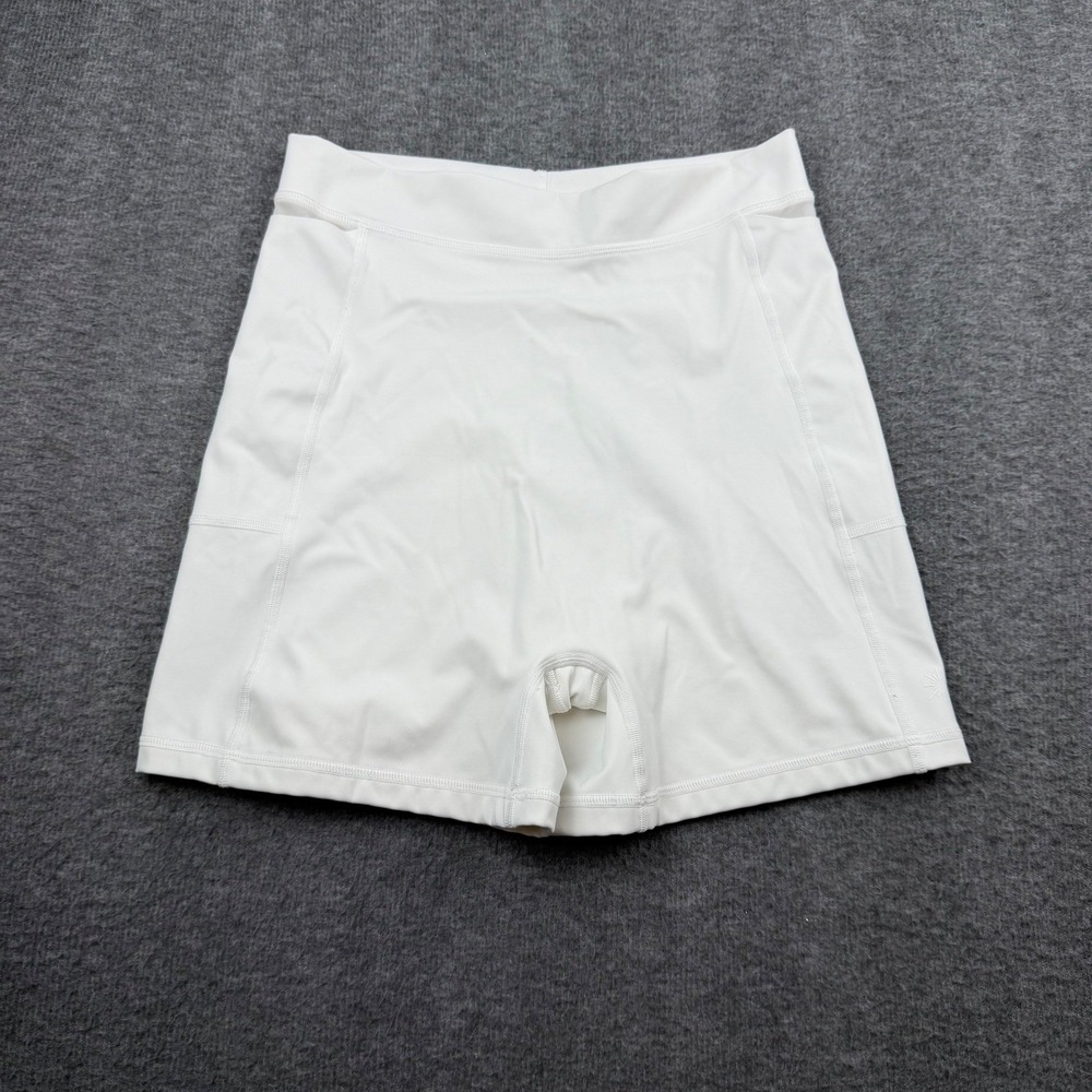 OFFLINE by Aerie Shortie Shorts Women Large White Goals High Waisted 4" Inseam